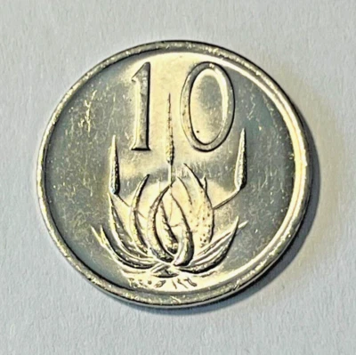 1985 South Africa Coin 10 cents Aloe Plant Flower Wildlife - Image 1 of 2