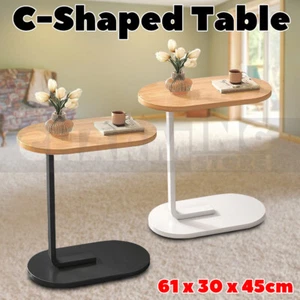C Shaped End Table,Snack Side Table Slide Under Couch Sofa,Small End Table Oval~ - Picture 1 of 14