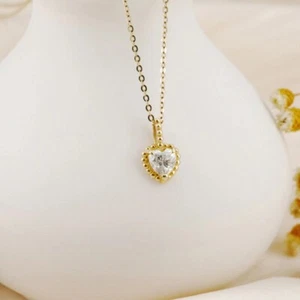 Hear Cut Moissanite Pendant For Anniversary Gift, Pre Wedding Gift For Her - Picture 1 of 9