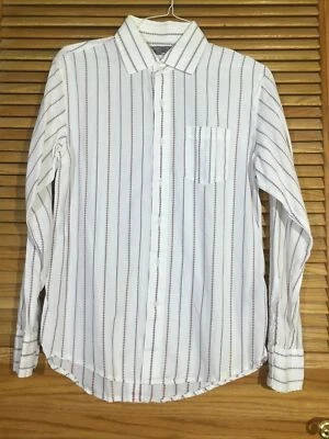 Fossil Men’s Size Medium White Striped Cotton Long Sleeve Shirt CM-123 - Image 1 of 4