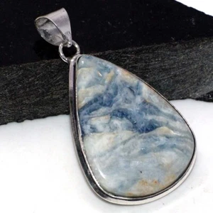 Blue Scheelite 925 Silver Plated Gemstone Pendant 2" New Arrival GW - Imagen 1 de 3