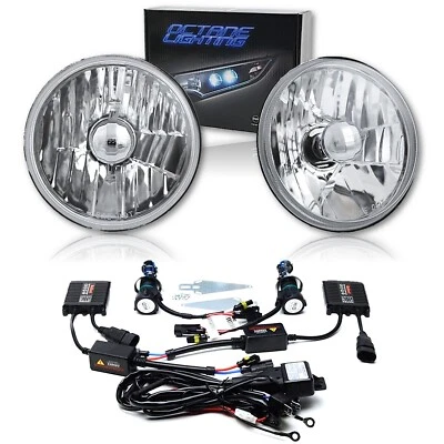 5-3/4 Crystal Clear Glass Headlight Headlamp 12000K Purple HID Light Bulb Pair - Image 1 of 4