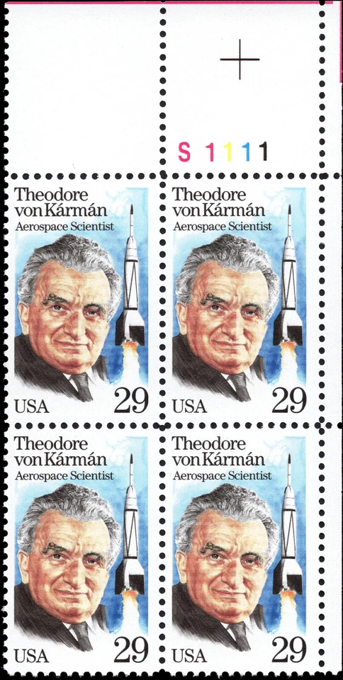 US Scott # 2699, Theodore Von Karman, Plate Block of (4) 1992 29¢ Stamps MNH - Image 1 of 1