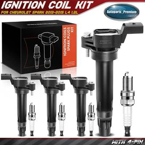 4x Ignition Coil & 4x Iridium Spark Plug Kit for Chevrolet Spark 2013-2015 1.2L - Picture 1 of 10