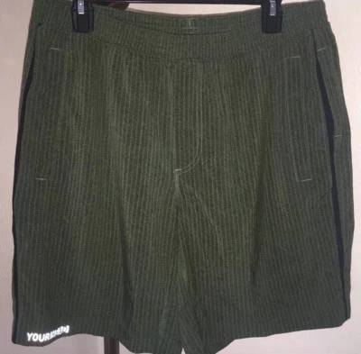 Men's LULULEMON PACE BREAKER LINED SHORTS SZ XXL 2XL DK GREEN W/BLK HERRINGBONE - Image 1 of 4