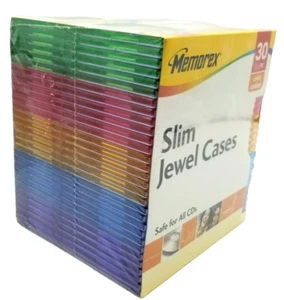Paquete de 30 estuches para joyas delgados multicolores Memorex sin abrir sellados de fábrica - Imagen 1 de 8