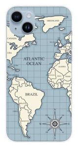 Coque en silicone imprimée compatible Apple iPhone 14 Plus Map vintage - Picture 1 of 3