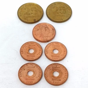 Philippines Piso Sentimos Lot of 7 Coins (25 10 5) 1999 2000 Filipino Money - Picture 1 of 6