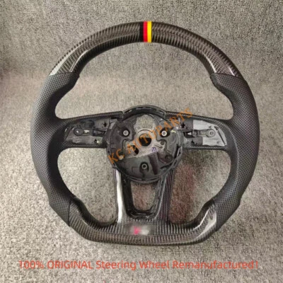 Volante de cuero perforado negro de fibra de carbono personalizado para Audi S4 2016-2020 Foto 1 de 4