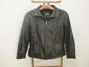 Wilsons Maxima Women's Size Large Lined Fitted Zip Black Leather Jacket L@@K NOW - Picture 1 of 9