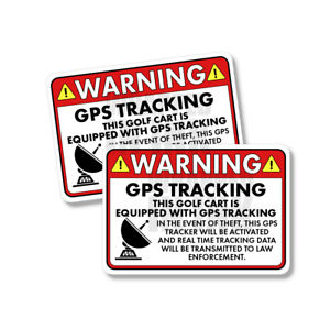 Golf Cart GPS Tracking Warning Law Enforcement Funny Sticker Decal 2 PACK 5"