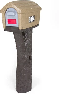 Rustic Home Plastic Residential Cabin Mailbox & Post Mount Combo Kit with 2 Acce - Picture 1 of 8