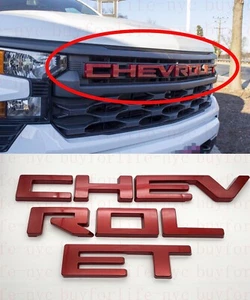 Overlay Letters Emblem FITS Chev Silverado custom Front grille 2022 2023 Red - Picture 1 of 7