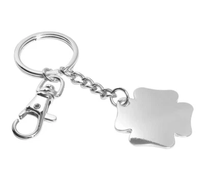 Key Ring Clover Engraving Talisman Pendant Metal Silver Plated Bliss - Image 1 of 4