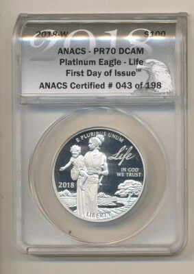 Platinum Eagle PR70 2018-W $100 PROFUNDO prueba de camafeo primer día de emisión ANACS #043 Foto 1 de 2
