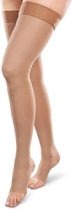 Ease Opaque Open-Toe Thigh Highs - 20-30mmHg Moderate Compression Stockings (San - Picture 1 of 2