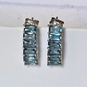 Light Blue Topaz CZ 925 Earrings NWT - Picture 1 of 2