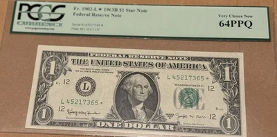 Fr.1902-L $1 Federal reserve Barr Star Note PCGS 64PPQ - Image 1 of 4