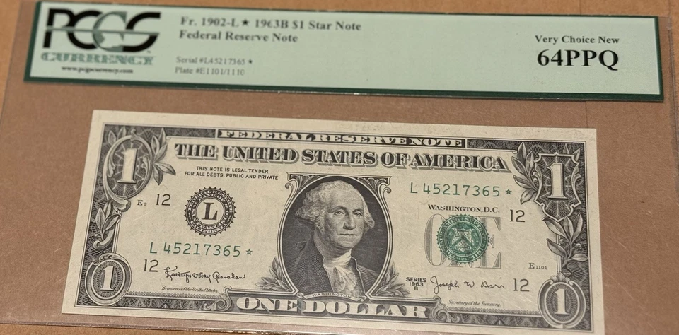Fr.1902-L $1 Federal reserve Barr Star Note PCGS 64PPQ - Image 1 of 4