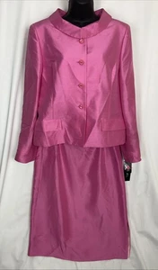 Y2K Kasper für A.S.L. 100 % Seide Damengröße 12 Hot Pink Rock Blazer Anzug $ 279 - Bild 1 von 21