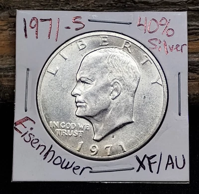 1971-S Eisenhower Silver Dollar 40% Silver US Mint Coin XF+/ AU NICE EX+ - Image 1 of 4