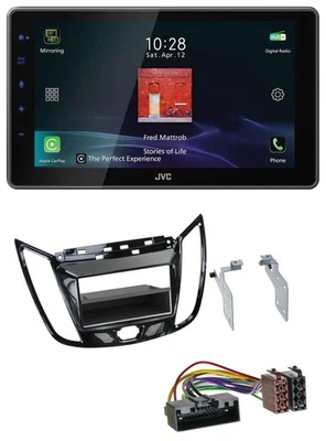 JVC DAB MP3 Bluetooth USB Autoradio für Ford C-Max Kuga Klavierlack schwarz - Bild 1 von 4