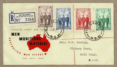 Australia 1940 APO Military AIF Munitions FDC Registered Cover NSW Haymarket - image 1 of 2
