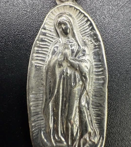 Virgin Mary Virgen de Guadalupe 925 Sterling Silver Pendant 5g.  FREE SHIP! - Bild 1 von 8