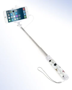 GABBA GOODS #TheSelfie Wired Selfie Stick iPhone Android STAR DESIGN Extends 35" - Picture 1 of 4
