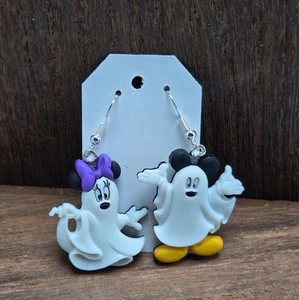 Halloween Mickey Minnie Mouse Earrings Disney Boo Ghosts Dangle Drop Fashion NWT - Picture 1 of 2