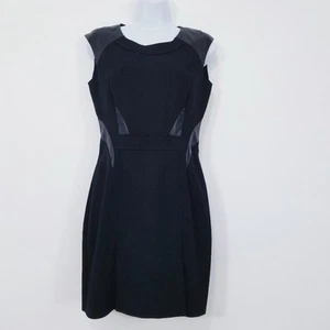 The Kooples Dress Women size Small Leather Details Sheath Dress Slit Sleeveless - Picture 1 of 12