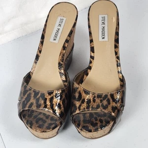 Steve Madden Bettsy Women's Leopard Wedge Cork Heels Sandals SIZE 7.5M MSRP $79 - Picture 1 of 8