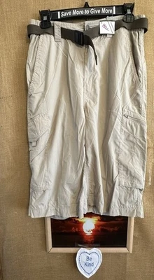 Columbia Omni-Shade Hombre Caqui Carga 34 x 12 Cinturón Corto Regular Recto Luz Foto 1 de 4