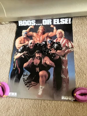 Póster firmado 1989 NWA ROOS OR ELSE Sting, Ric Flair, Road Warriors, Luger, Steiner Foto 1 de 4