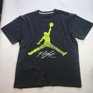 Nike Jordan T Shirt Flight Lime Green Jumpman Black Tee Size Large VG condition - Picture 1 of 9