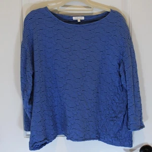 Top túnica Habitat mujer L azul rejilla texturizada minimalista artística Lagenlook - Imagen 1 de 7