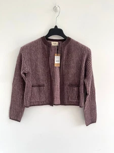 HUSH Opal Alpaca Wool Rich Tonal Stripe Cardigan Pink XS / 8-10 - BNWT RRP £100 - Picture 1 of 16