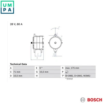 ALTERNATOR 0 986 039 340 FOR IRISBUS SCANIA 2/-/series IVECO EUROTECH/MT/MP 8.7L - Image 1 of 4