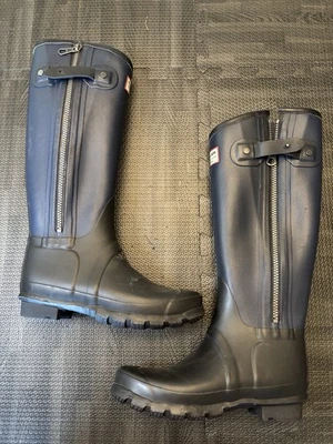 Hunter Rag & Bone Tall Zip Up Rain Boots Navy Blue Size US6 UK4 EU37 Limited - Image 1 of 4