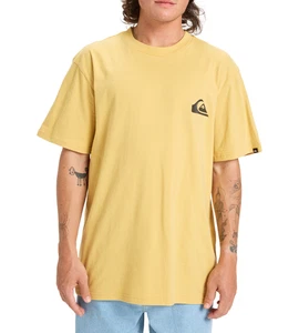 QUIKSILVER MENS T SHIRT.NEW MINI LOGO YELLOW CREW COTTON SHORT SLEEVED TOP W25 - Picture 1 of 6