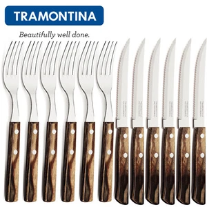 TRAMONTINA ® cubiertos de carne juego de cubiertos de pizza 12 piezas Cubiertos de barbacoa Churrasco - Imagen 1 de 24