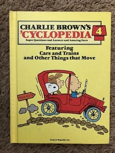 Peanuts Charlie Brown's 'CYCLOPEDIA BOOK Volume #4 Cars Trains Funk & Wagnalls - Picture 1 of 2