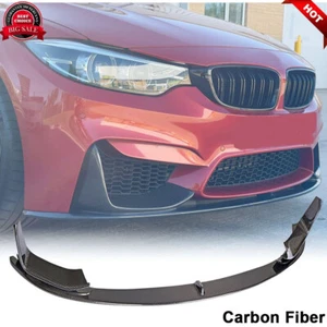 REAL CARBON Front Bumper Lip Spoiler Body Kit For BMW F82 F83 M4 F80 M3 2014-19 - Foto 1 di 12