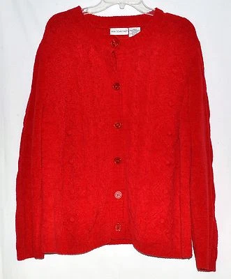 White Stag Red with Pompoms Womens Soft Cardigan Sweater Size XL or 16-18 - Image 1 of 3