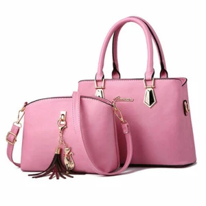 2PCS/Set Women Lady Leather Handbag Shoulder Messenger Bags Tote Satchel Purse - Picture 1 of 5
