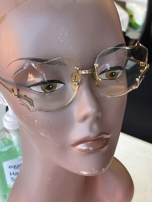 Gafas de sol vintage Moonlight ll chapadas en oro 22kt marrón transparente sin montura con estuche Foto 1 de 4