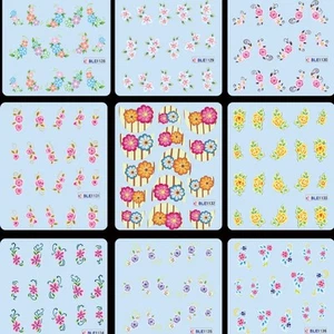 Flower Water Transfer Nail Art Sticker Design Decal #BLE1126-1136 - Foto 1 di 13