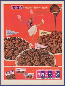 Vintage 1966 BRACH'S Chocolate Bridge Mix Peanuts Stars Candy 60's Print Ad - Picture 1 of 1