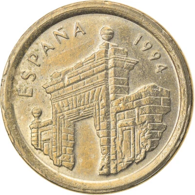 [#828540] Coin, Spain, Juan Carlos I, 5 Pesetas, 1994, Madrid, AU(50-53), Alumin - Image 1 of 2