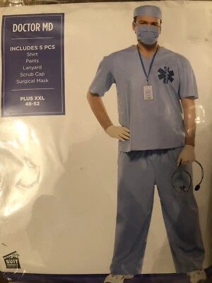 Doctor MD 男式磨砂万圣节服装蓝色加 2XL 码 (48-52) — 第 1/4 张图片